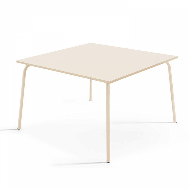 Table de jardin carrée en acier ivoire 120 cm - Palavas
