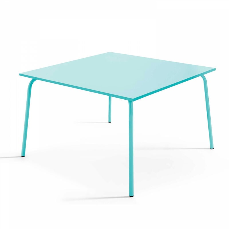 Oviala - Table à manger carrée en acier turquoise 120 cm - Palavas - Bleu Turquoise