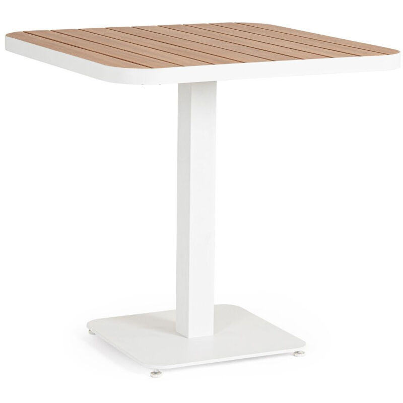 Table de jardin carrée en métal blanc L78 2 personnes - bavaro