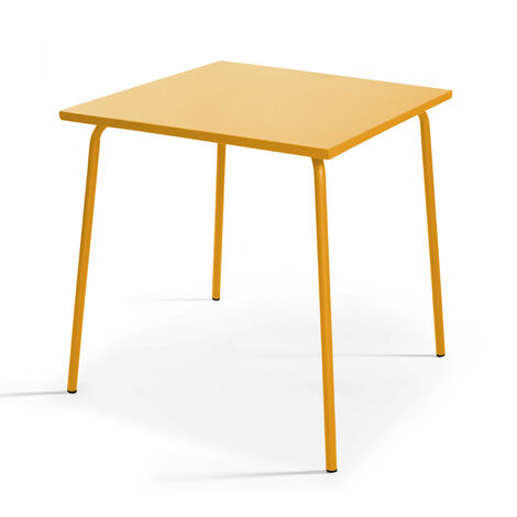Table de jardin carrée en métal jaune - Palavas