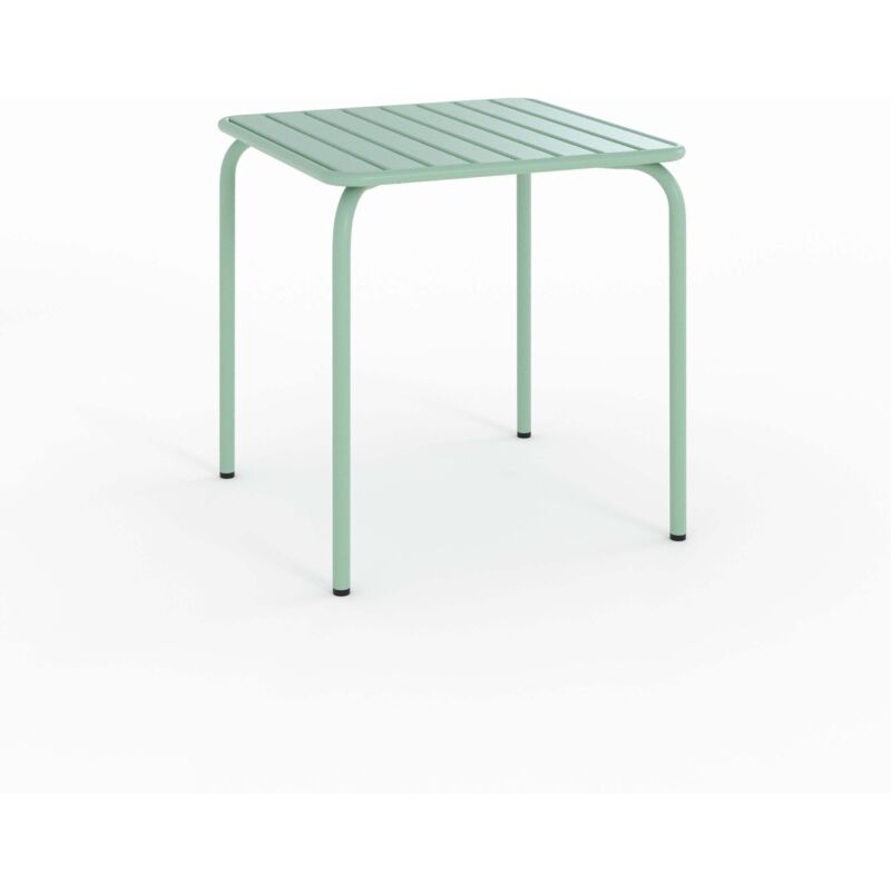 Table de jardin carrée en métal vert clair - YUMI