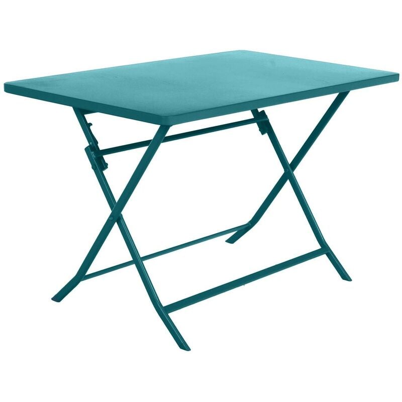 Table de jardin pliante rectangulaire Greensboro bleu canard 4 places en acier traité époxy - Hespéride