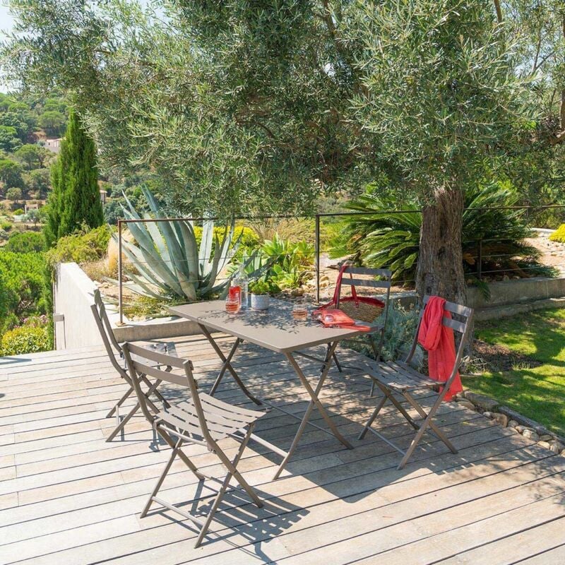 Table de jardin pliante rectangulaire Greensboro tonka 4 places en acier traité époxy - Hespéride