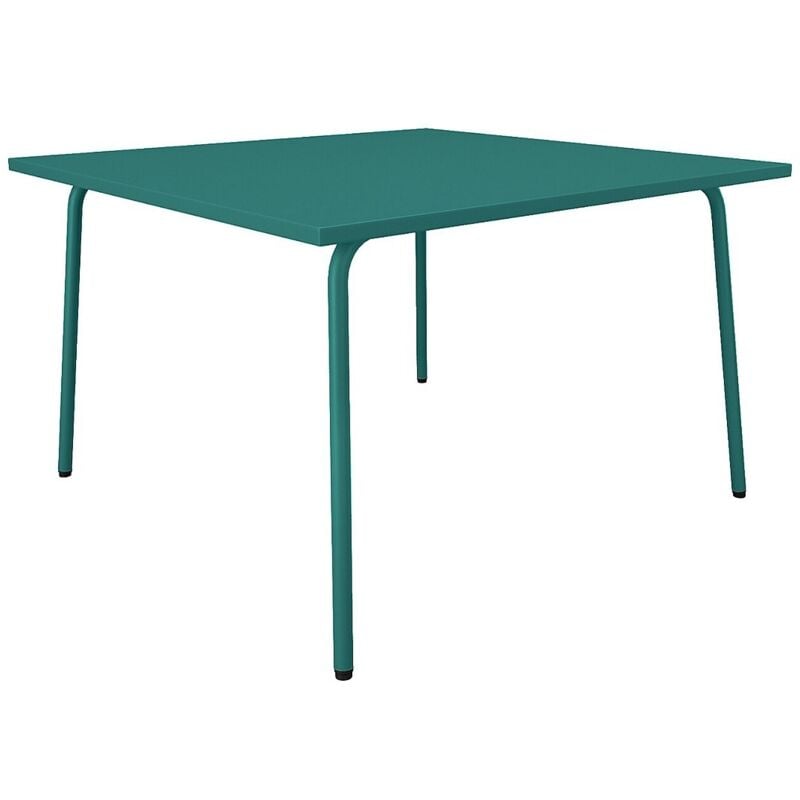 Table de jardin carrée L.120 cm en métal - Bleu canard - mirmande de mylia