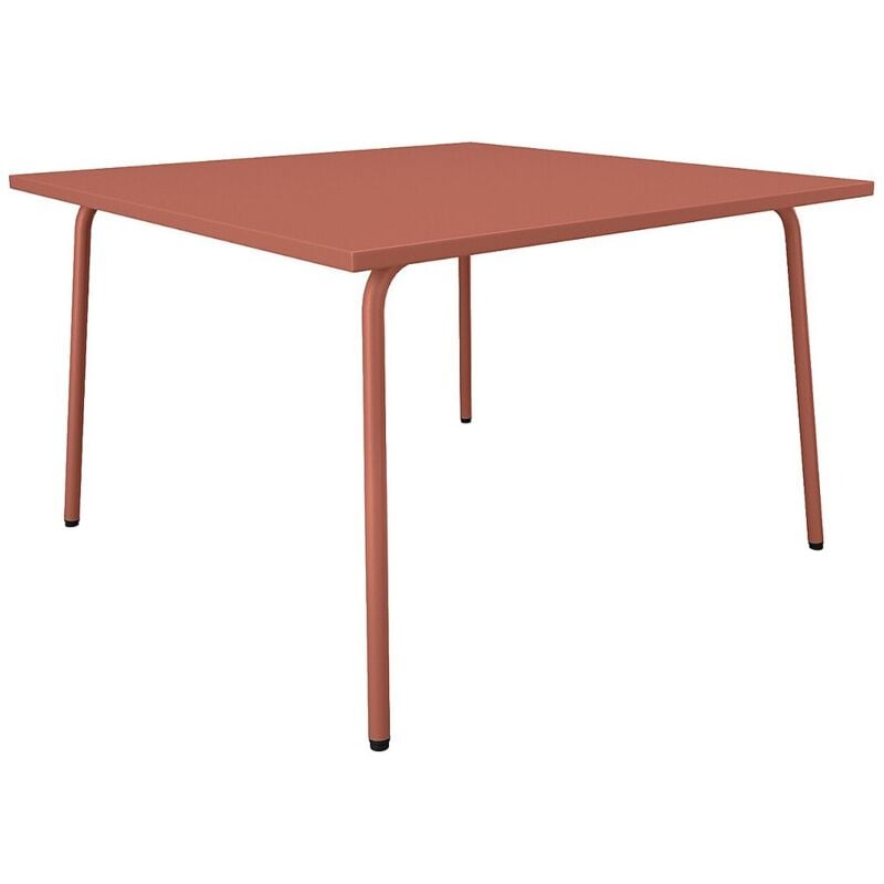 Vente-unique - Table de jardin carrée L.120 cm en métal - Terracotta - mirmande de mylia