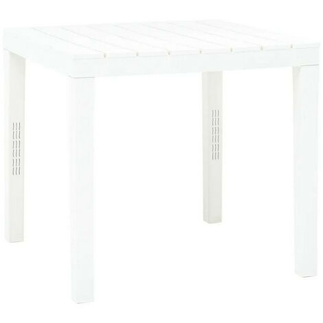 Table de jardin carrée plastique blanc Komed