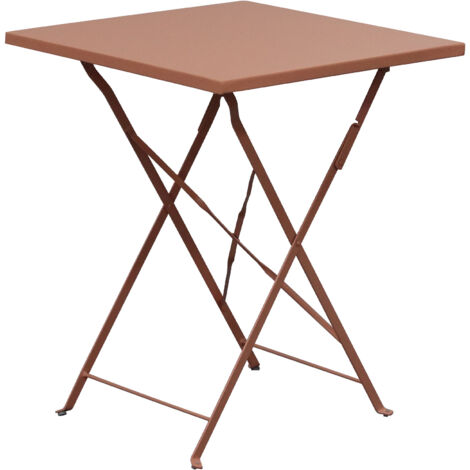 Table de jardin carrée pliable en métal terracotta - BACA