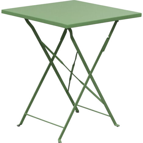 Table de jardin carrée pliable en métal vert - BACA