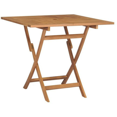 Table de jardin carrée pliable teck massif clair Kounjo