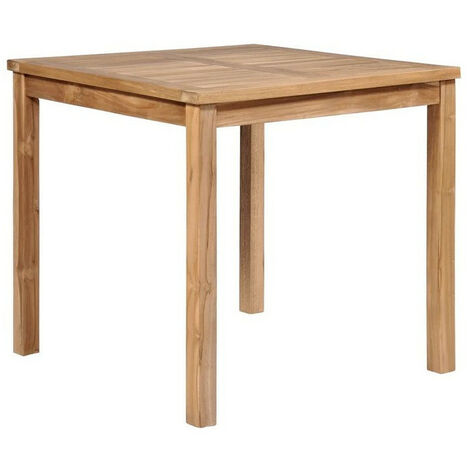 Table de jardin carrée teck massif clair Leez 80cm