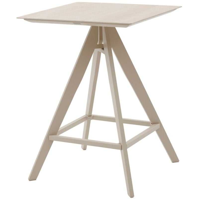 Table de jardin carrée Terzano vanille & argile 2 places en aluminium - Hespéride