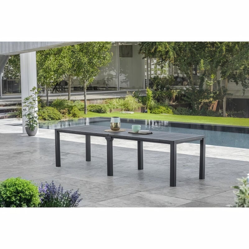 Allibert - Table de jardin - rectangulaire - gris graphite - en résine finition bois - 8 a 10 personnes - Julie by keter