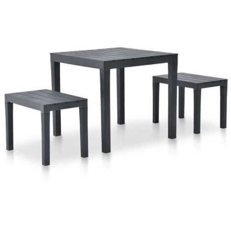 Table de jardin Contemporain - Table à manger de jardin - avec 2 bancs Plastique Anthracite Chic-710705 - Anthracite