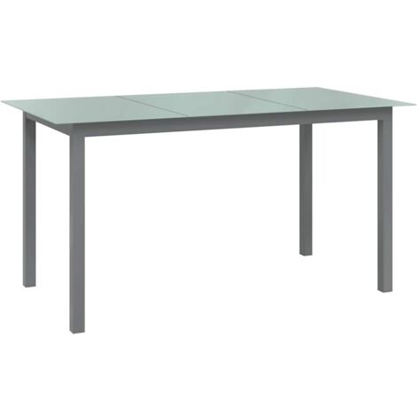 Table de jardin Contemporain - Table à manger de jardin - Gris clair 150x90x74 cm Aluminium et verre Chic-522898