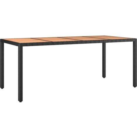 Table de jardin Contemporain - Table à manger de jardin - plateau en bois Noir Résine tressée bois massif Chic-514211