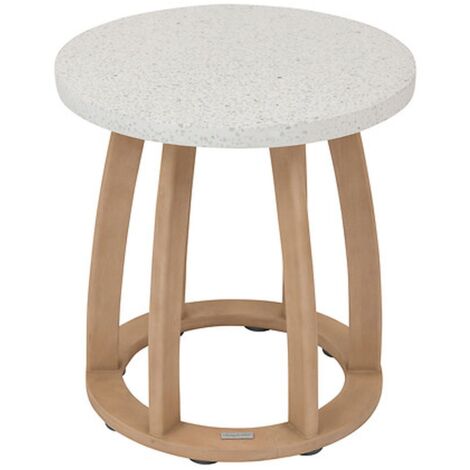 Table de jardin d'appoint ronde en bois et béton LEMINDO