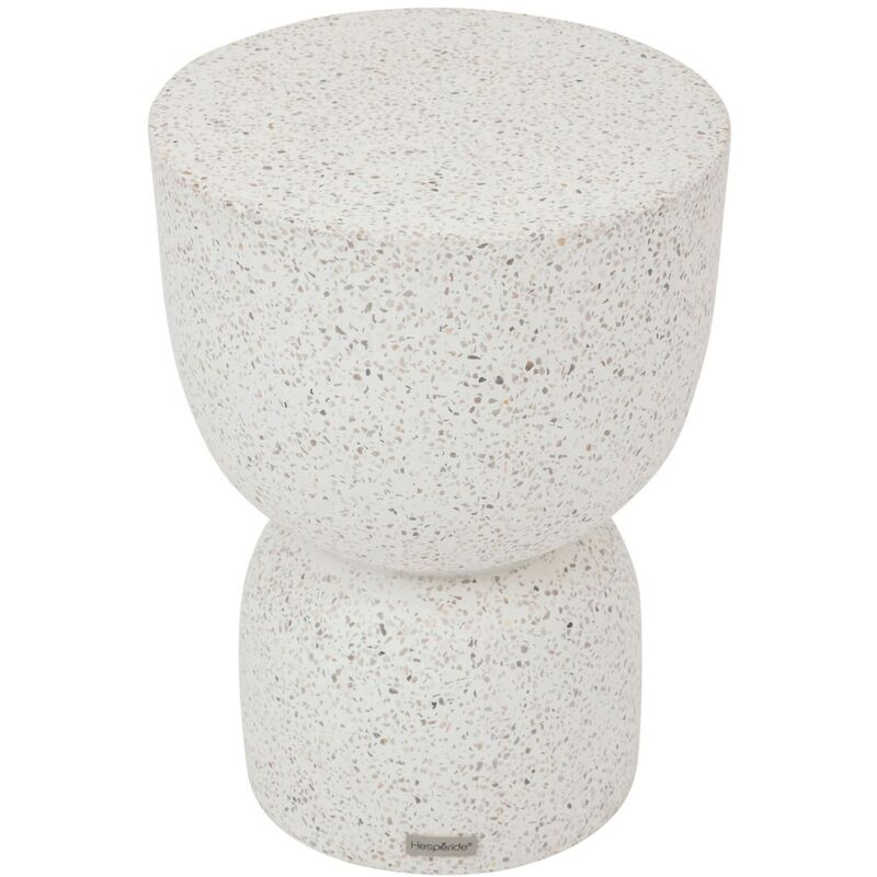 Table de jardin d'appoint ronde en ciment effet terrazzo timandra