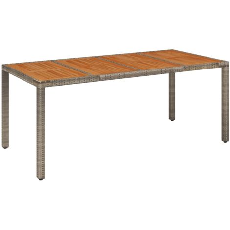 Table de jardin dessus en bois Gris 190x90x75 Résine tressée