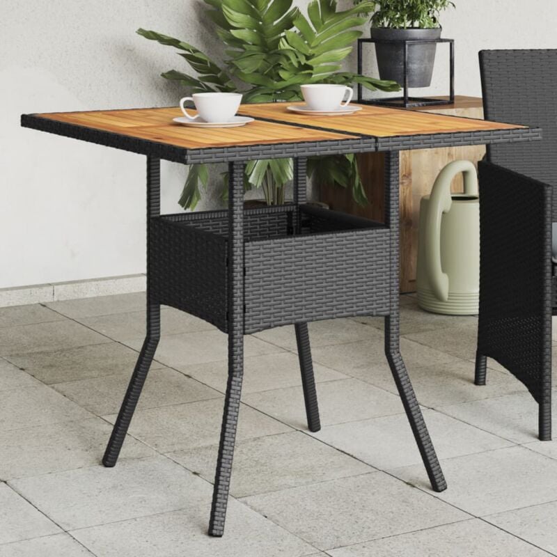 Vidaxl - Table de jardin et dessus en bois d'acacia noir résine tressée