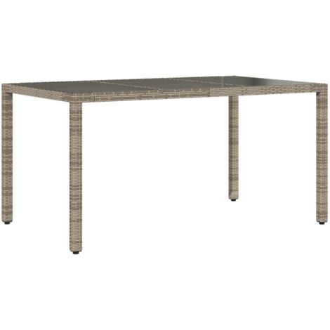 Table de jardin dessus en verre Gris 150x90x75 Résine tressée