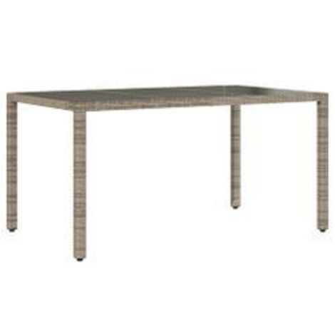 Table de jardin dessus en verre Gris 150x90x75 Résine tressée