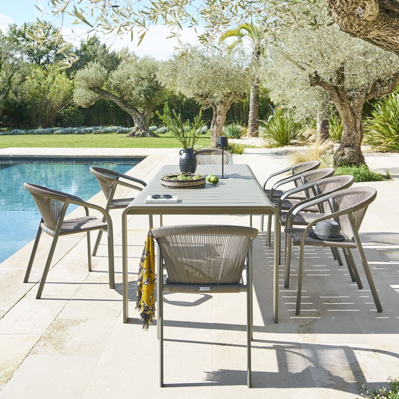 Hesperide - Table de jardin Domilly café 10 places en aluminium - Hespéride