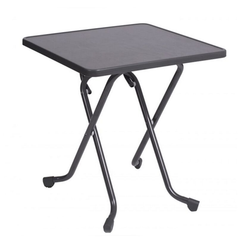 Proloisirs Guéridon pliant - cola - Acier époxy gris - Plateau mélamine hydro bois - 68 x 68 cm