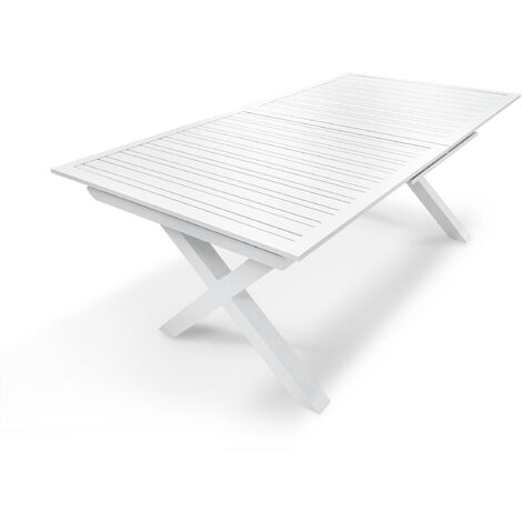Table de jardin en aluminium 10 places – Rallonge automatique – Pieds croisés style industriel – DCB GARDEN