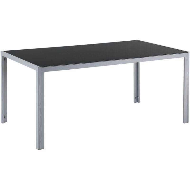 Beliani - Table de Jardin 160 x 90 cm en Aluminium et Verre Noir et Argenté Industriel Catania