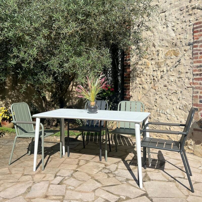 Pier Import - Table de jardin en aluminium finition blanc 140 cm stockholm