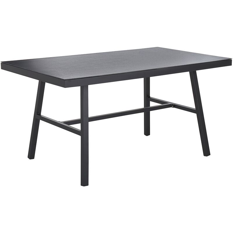 beliani - table de jardin 90 x 150 cm en aluminium noir résistante et durable idéale pour terrasse ou blacon moderne et industriel noir