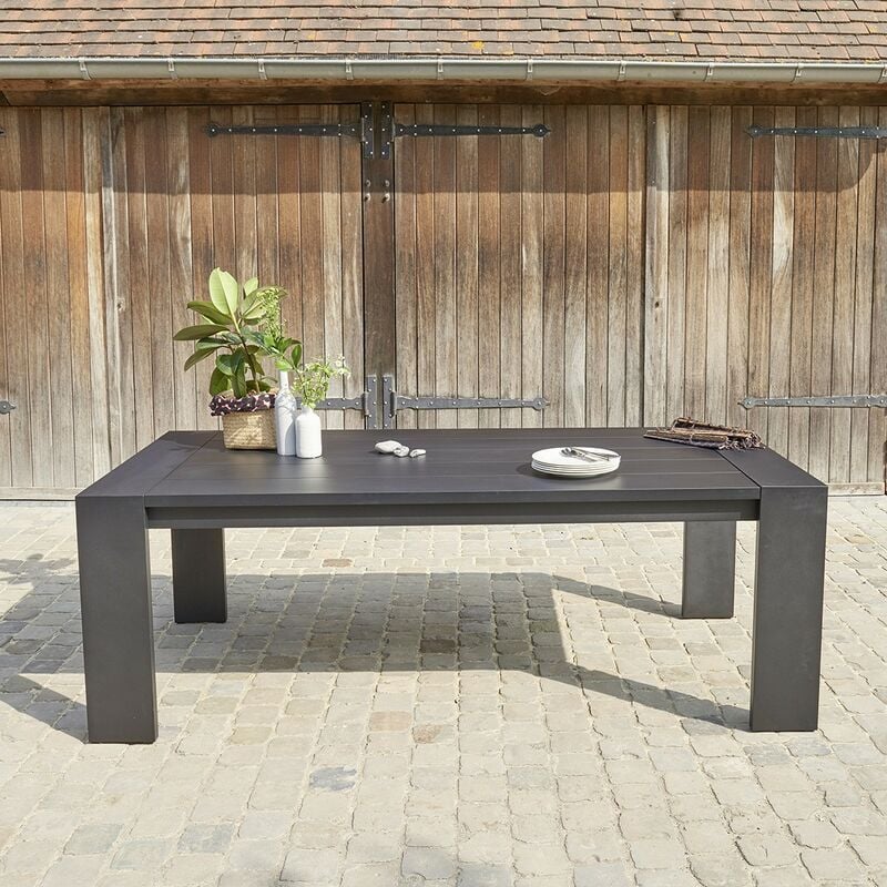 Bois Dessus Bois Dessous - Table de jardin en aluminium noir 6 places