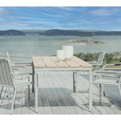 Table de jardin en aluminium vert argile et teck 238 cm OSLO