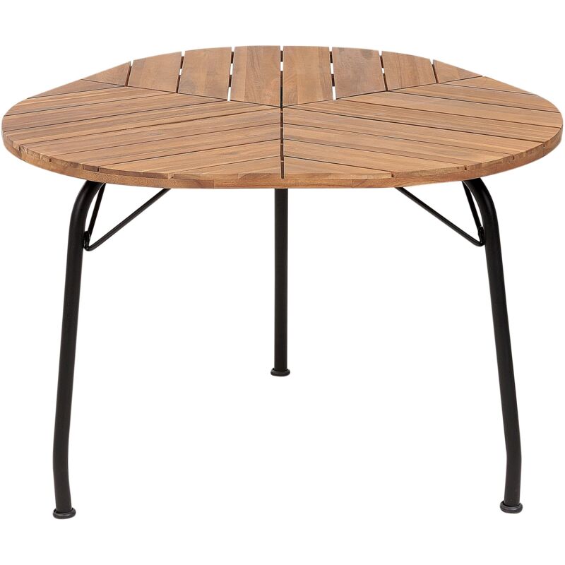 Beliani - Table de Jardin en Bois d'Acacia Clair 110 cm avec Pieds en Métal Salle à Manger Varenna