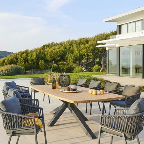 Table de jardin en bois d'acacia et aluminium 260 cm IBIZA