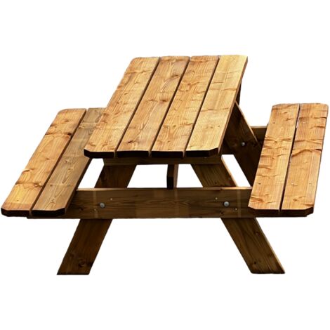 Table de Jardin en Bois Massif de 180 cm, Classe 3 Marron, Faible Encombrement, 100% Française