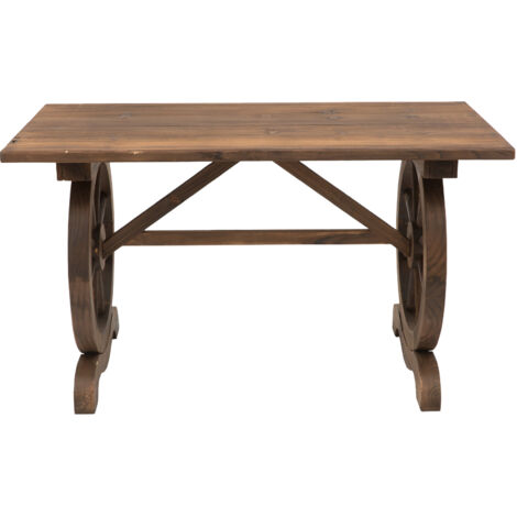 Table de jardin en bois massif naturel, table ronde pour balcon, résistant aux intempéries, 110 x 60 x 65 cm