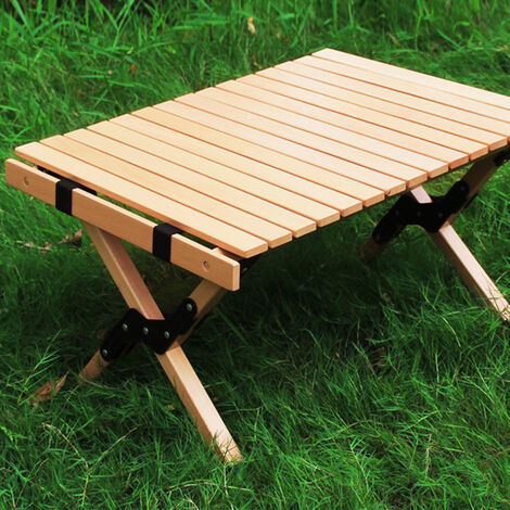 Table de Jardin en Bois Portable, Table de Camping Pliante, pour BBQ, Pique-Nique, fête, Camping, Plage(60 x 60 cm)