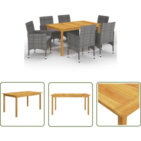 Table de jardin en bois - vidaXL Ensemble à manger de jardin 7 pcs Gris - Chaise de jardin en acier