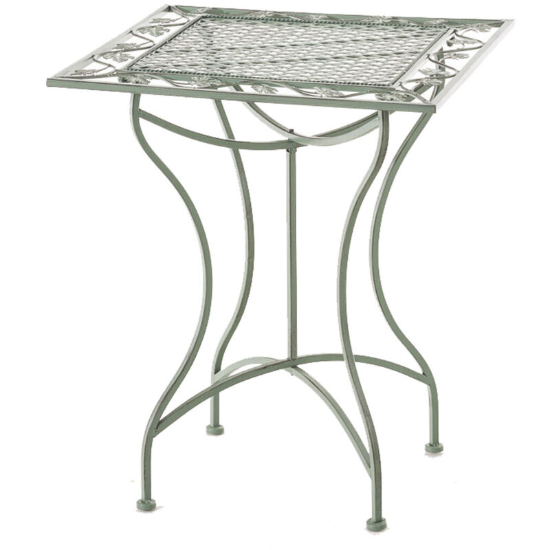 Table de jardin carr&eacute;e r&eacute;sistante en m&eacute;tal Vert antique