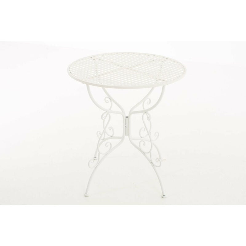 Décoshop26 - Table de jardin en fer forgé diamètre ø 70 cm blanc MDJ10044