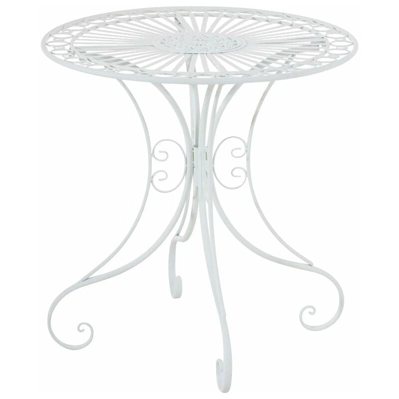 Décoshop26 - Table de jardin en fer forgé diamètre ø 70 cm blanc MDJ10049