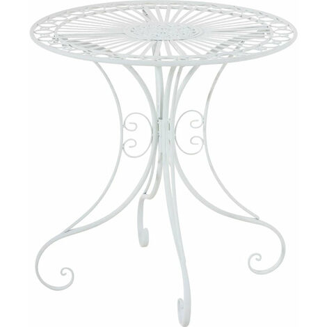 Table de jardin en fer forgé diamètre Ø 70 cm blanc MDJ10049