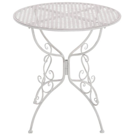 Table de jardin en fer forgé diamètre Ø 70 cm blanc vieilli MDJ10047