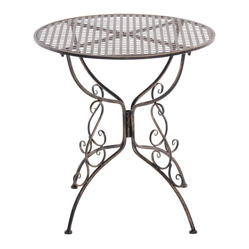 Décoshop26 - Table de jardin en fer forgé diamètre ø 70 cm bronze vieilli MDJ10045
