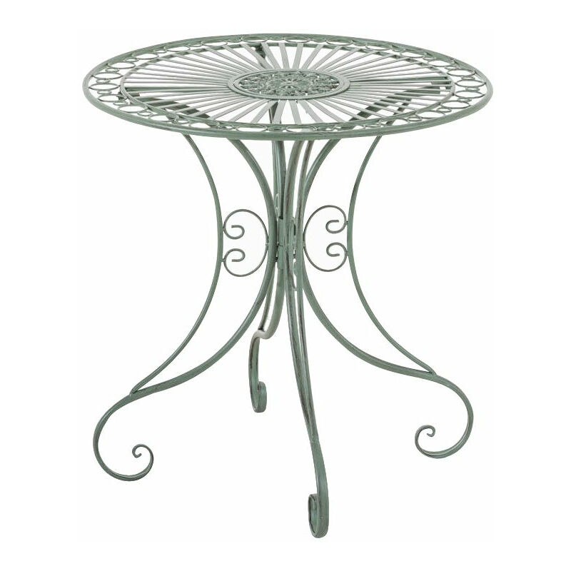 Décoshop26 - Table de jardin en fer forgé diamètre ø 70 cm vert vieilli MDJ10053