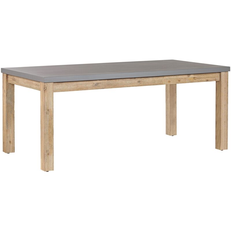 Table de Repas de Jardin 180 x 900 cm avec Plateau en Béton Résistant et Pieds en Bois Naturel Idéale pour Extérieur au Style Scandinave Beliani