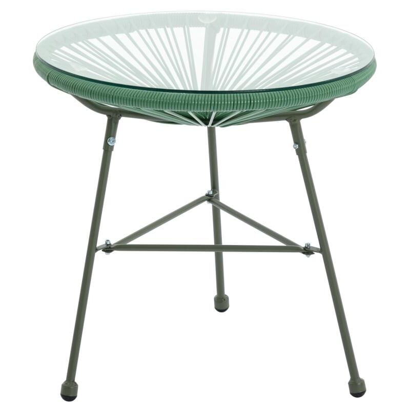 Vente-unique - Table de jardin en fils de résine tressés - Kaki - alios iii de mylia