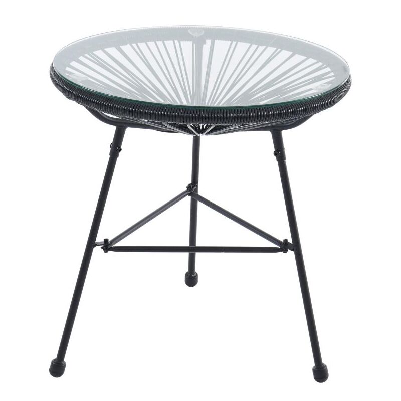 Vente-unique - Table de jardin en fils de résine tressés - Noir - alios iii de mylia