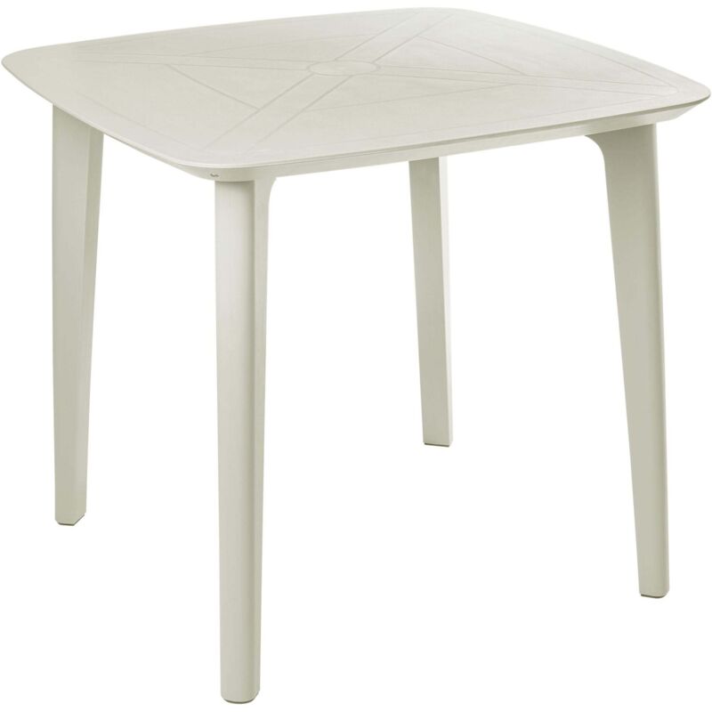 Table de Jardin en Matière Synthétique 4 Places Résistante aux Intempéries Meuble Patio Terrasse Extérieur Beige Clair Sorico